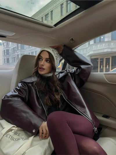 VALERINA™ – Ponadczasowa Skórzana Jesienna Kurtka dla Nowoczesnej Kobiety