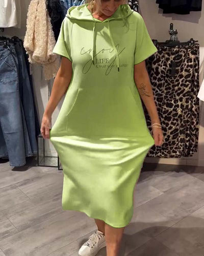 Monika | Zwiewna sukienka z kapturem i kieszeniami