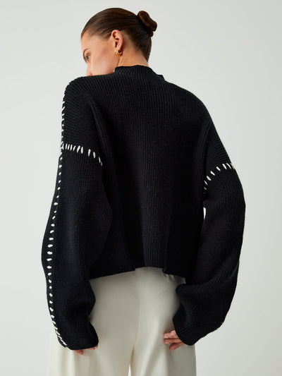 Alma | Oversize-Dolcevita-Pullover z detalami Piqué