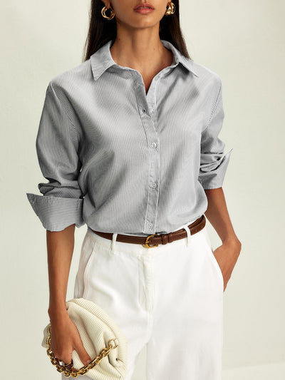 Uniwersalna Koszula w Paski na Kołnierzu