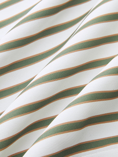 Metaliczna Koszula w Paski z Okrągłym Kołnierzem i Paskiem