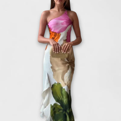 De Sapphire - Elegancka Sukienka Maxi w Stylu Patchwork