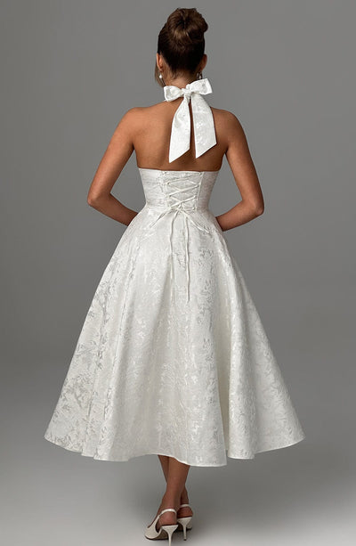 Edyta | Midi sukienka z dekoltem na szyi