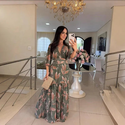 CLAUDIA | Długa sukienka w kwiaty