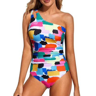 Selena - Kostium kąpielowy na jedno ramię z wycięciem